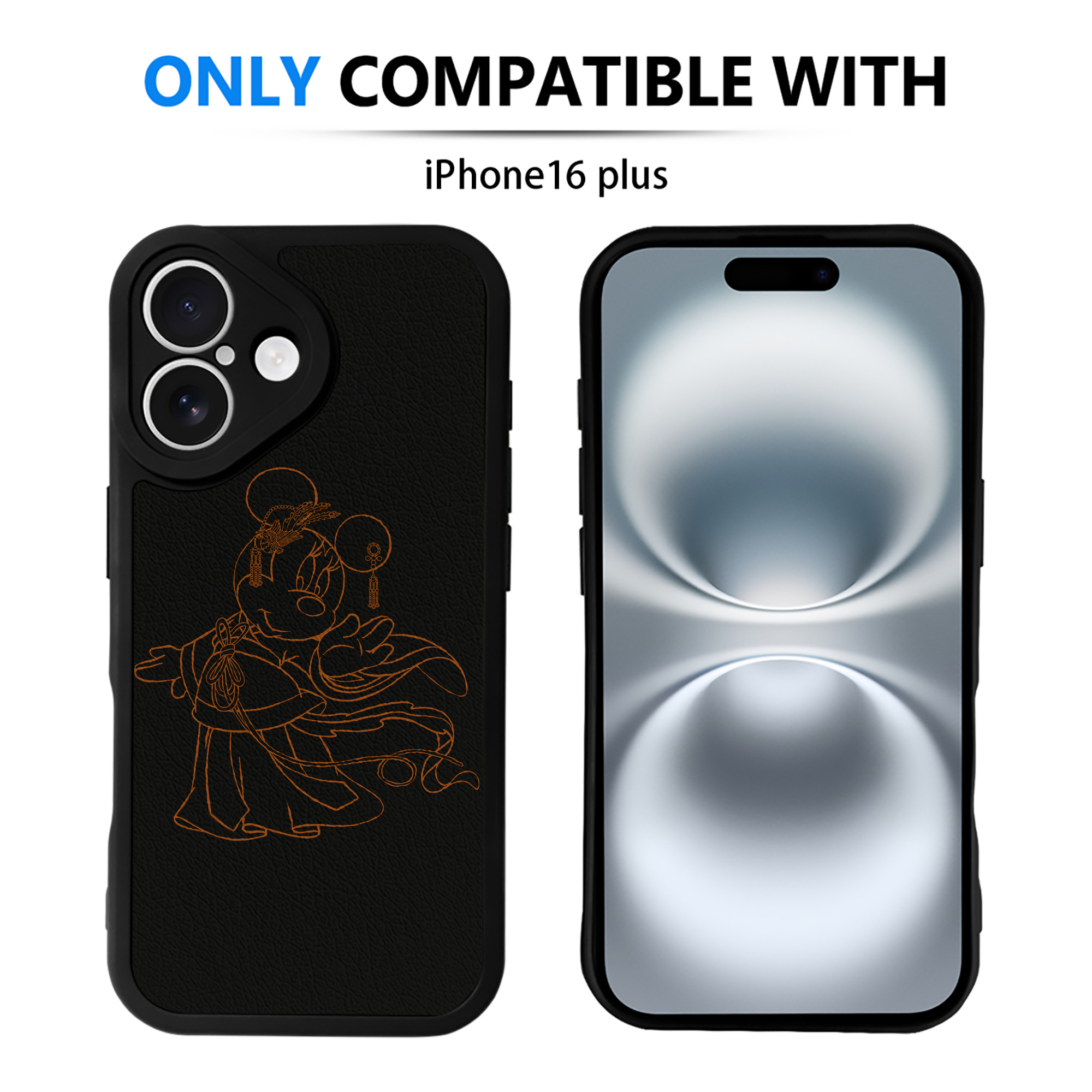 （画像用） ミッキーマウス Mickey Mouse 【iPhone 16シリーズ対応】シリコンスマホケース（レザー調） 材質：シリコン